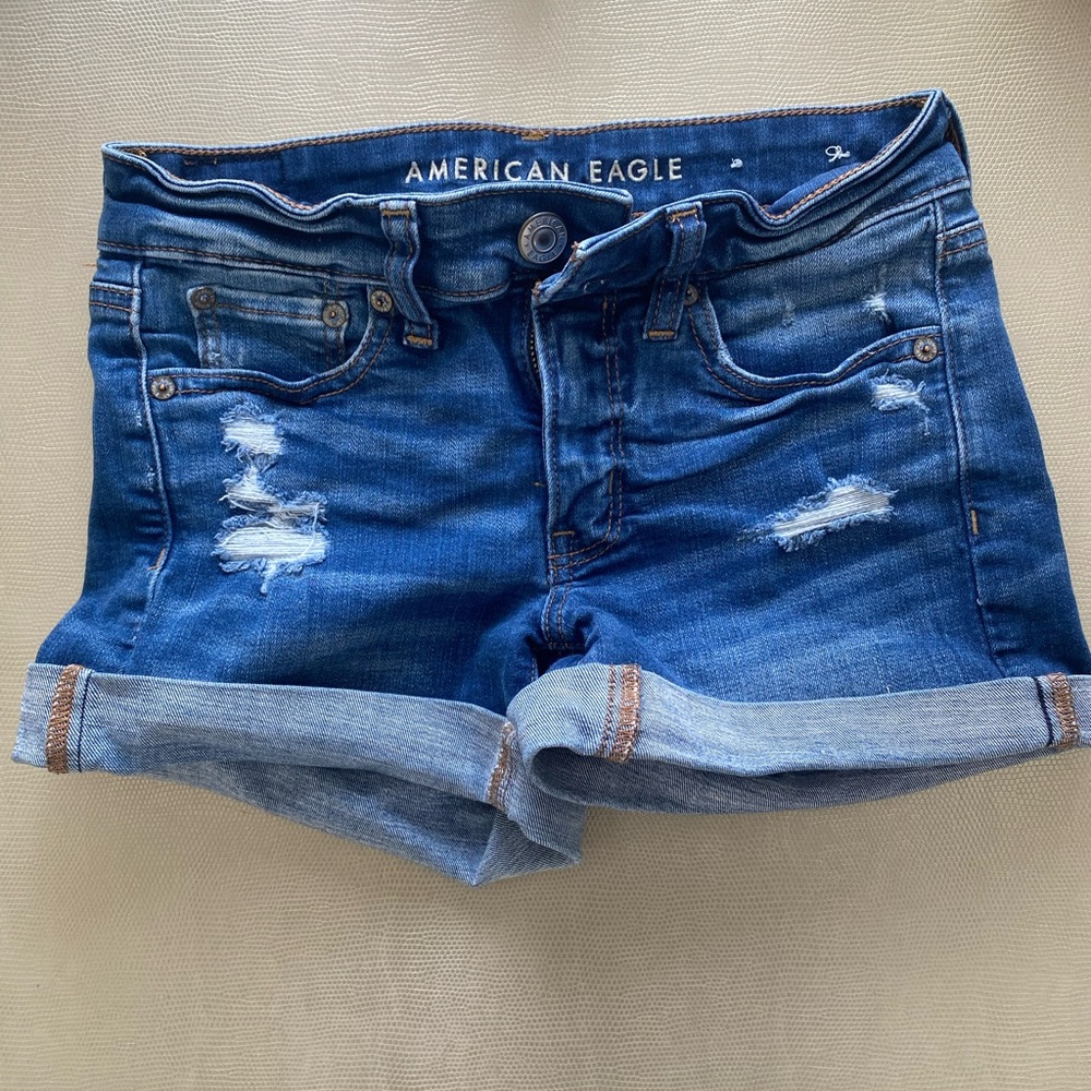 American Eagle Outfitters Distressed Blue Jean Shorts